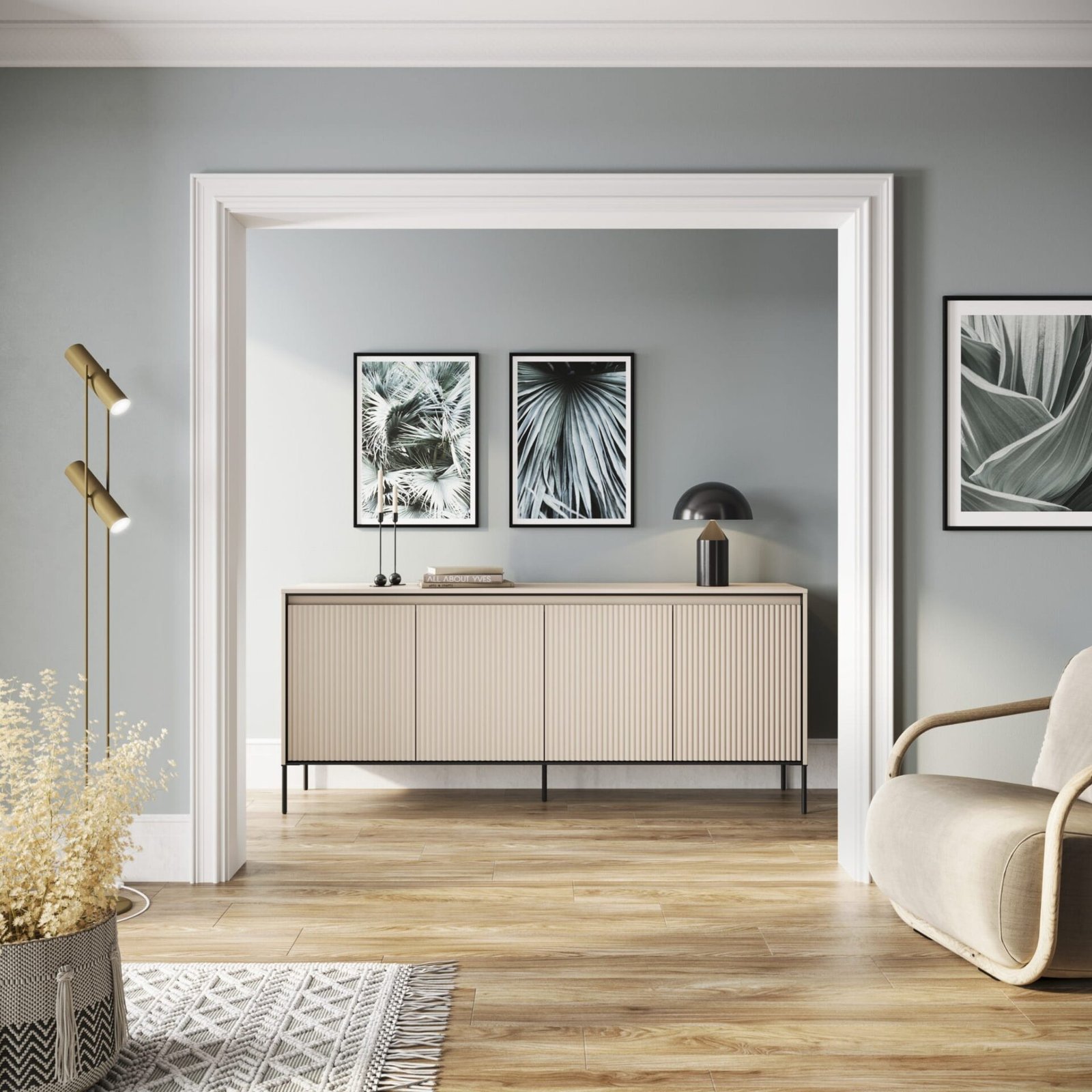 TREND 04 ribbed chest of drawers, beige / black legs - Image 2