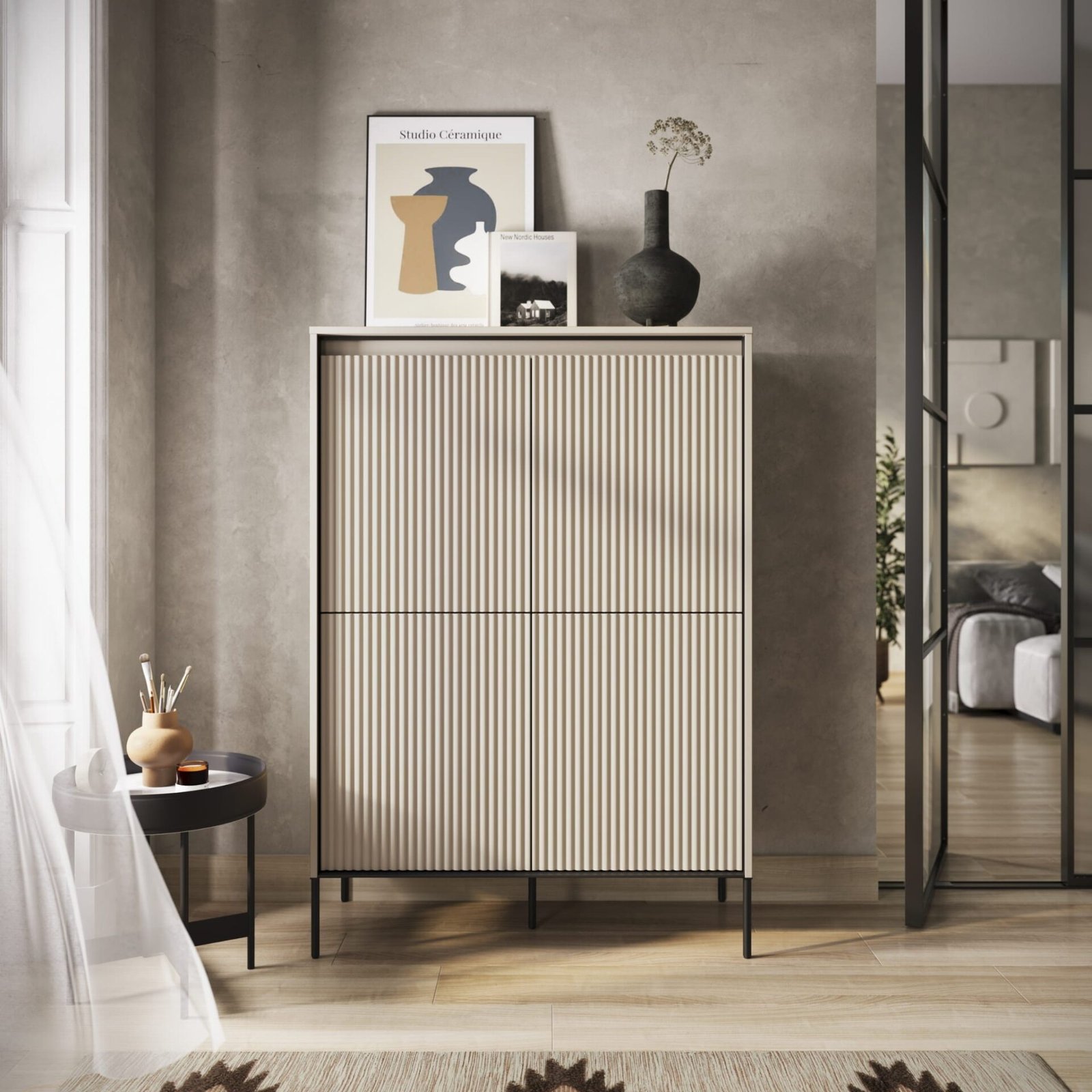 TREND 03 high chest of drawers, beige / black legs - Image 3