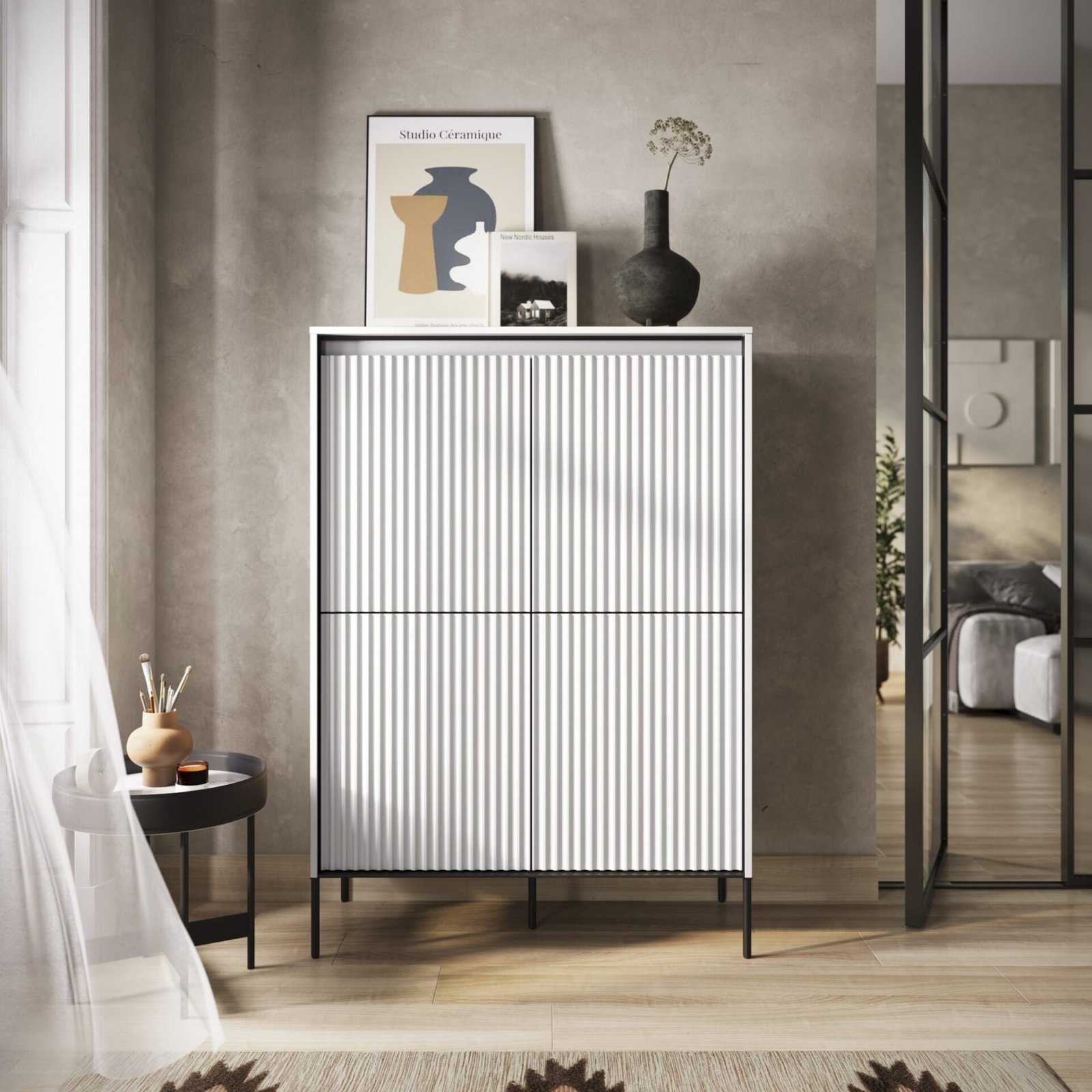 TREND 03 tall chest of drawers, white/black legs - Image 2