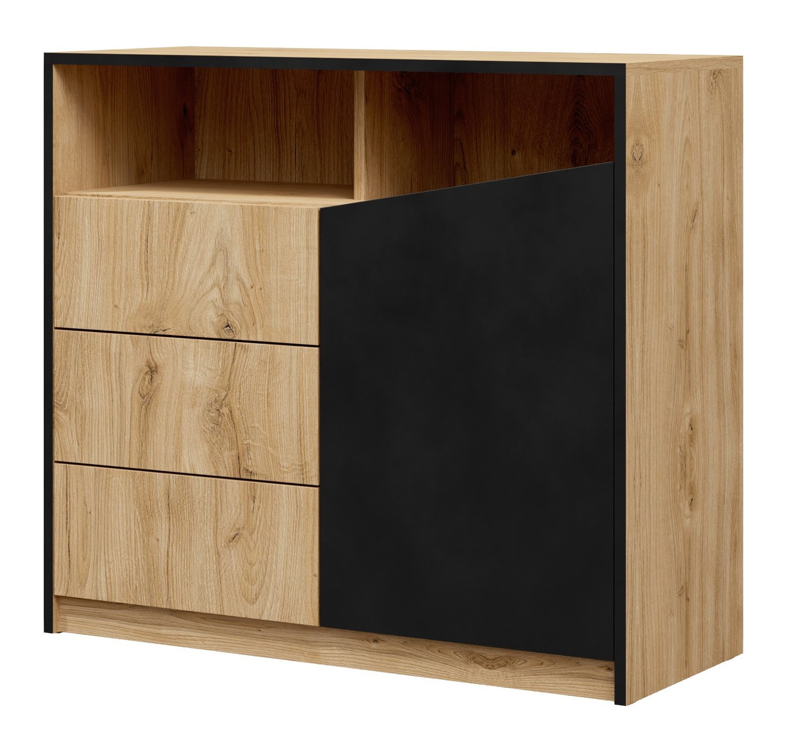 Atsono oak/black chest of drawers I ADRK