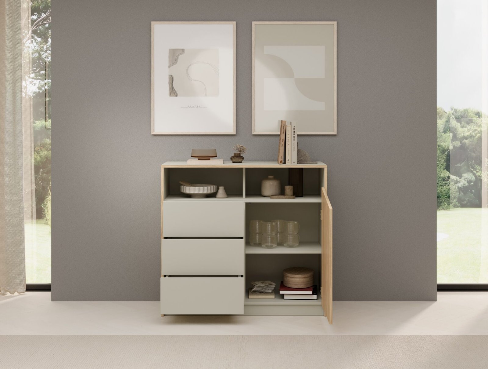 Atson I chest of drawers, oak/grey beige, ADRK - Image 2