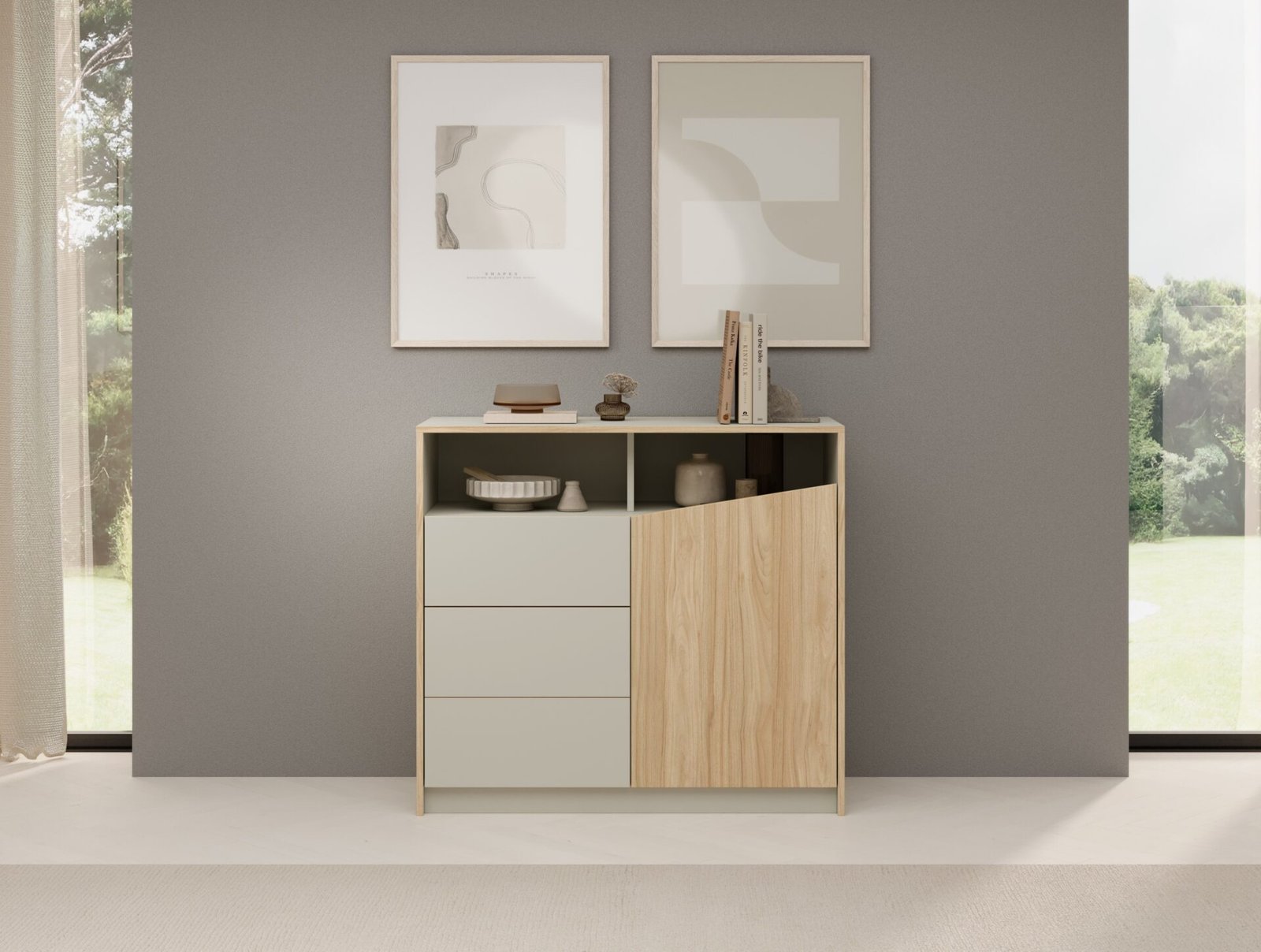 Atson I chest of drawers, oak/grey beige, ADRK - Image 3