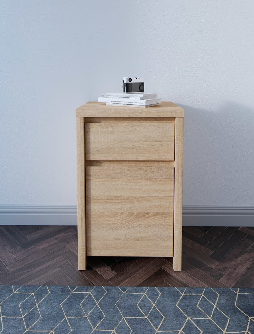 KASPIAN chest of drawers with single door and drawer, 49 cm, Sonoma oak/Sonoma oak - Image 4