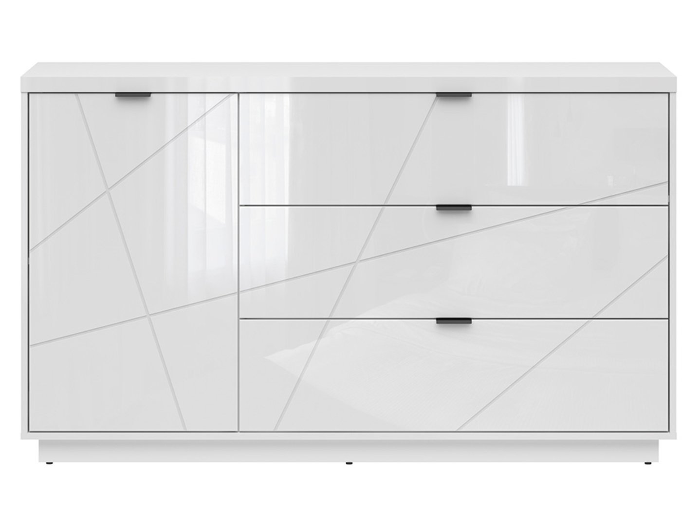 FORN chest of drawers with one door and three drawers, high-gloss white - Image 2
