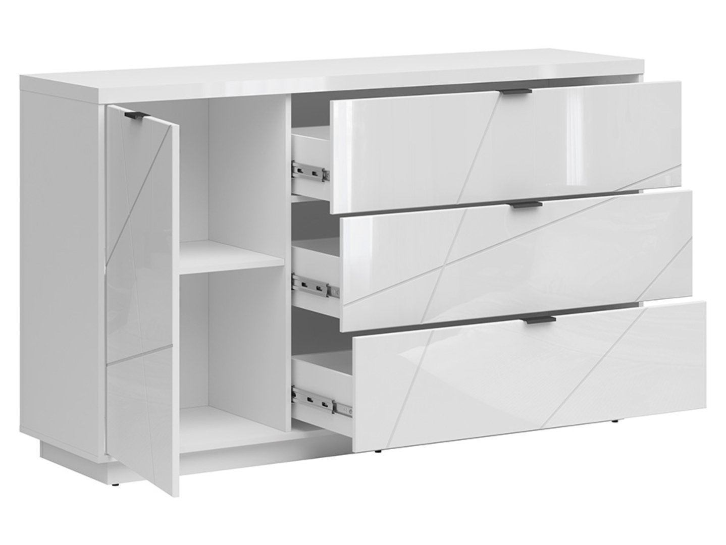 FORN chest of drawers with one door and three drawers, high-gloss white - Image 3