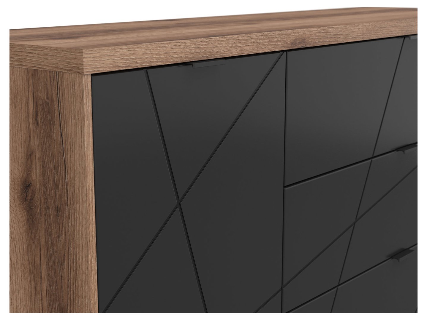 FORN chest of drawers with one door and three drawers, Delano dark oak/matt black - Image 4