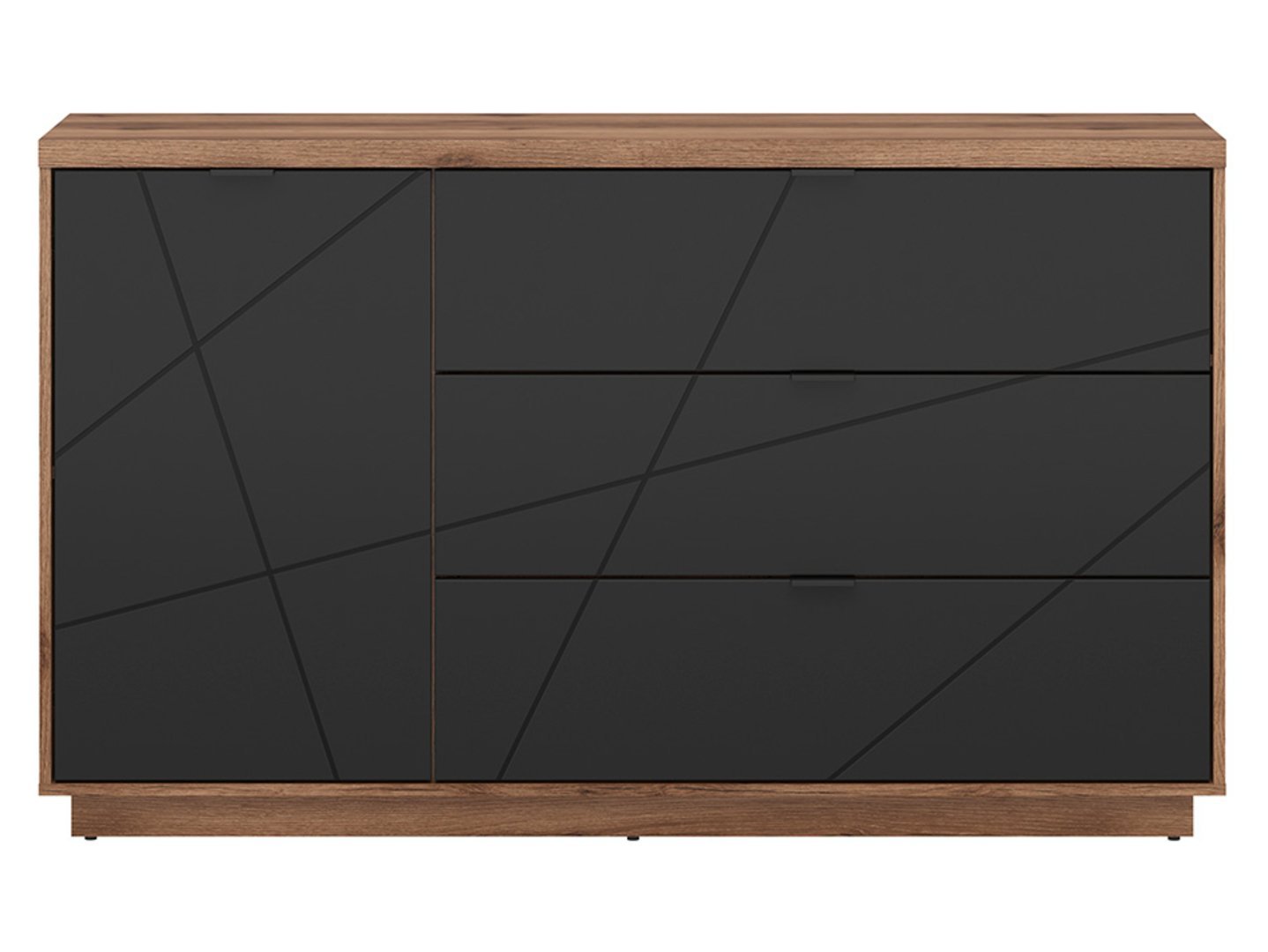 FORN chest of drawers with one door and three drawers, Delano dark oak/matt black - Image 2