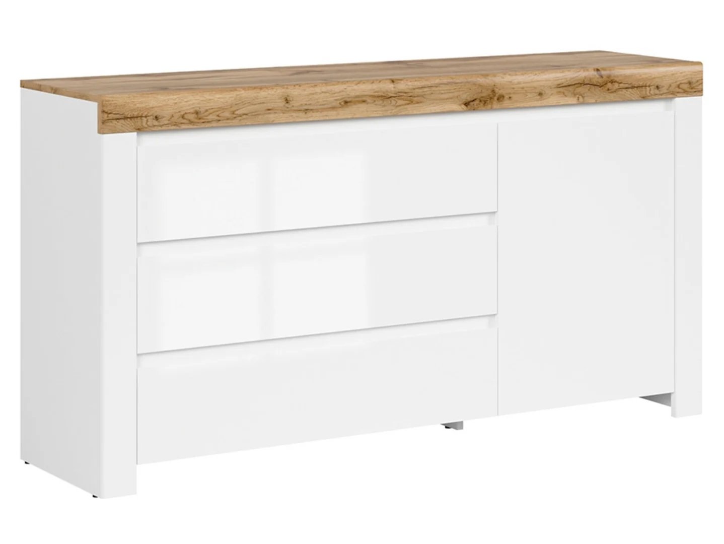 HOLTEN chest of drawers with one door and three drawers, 156 cm, white/wotan oak
