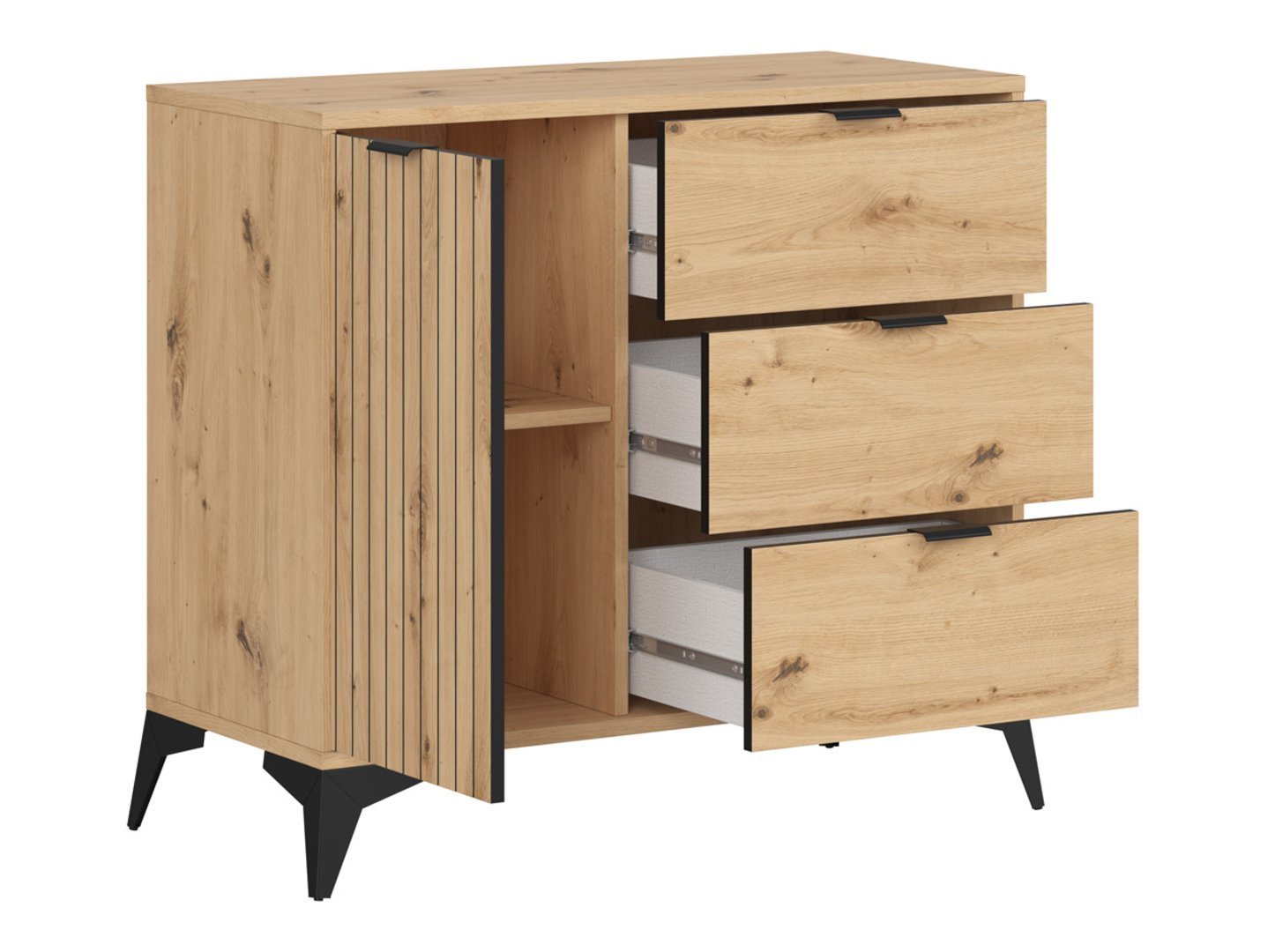Single-door chest of drawers LAMEA 90 cm, oak imitation