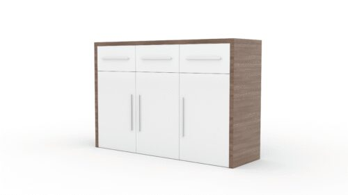 MARDEN chest of drawers, glossy white / dark Mont Blanc, ADRK