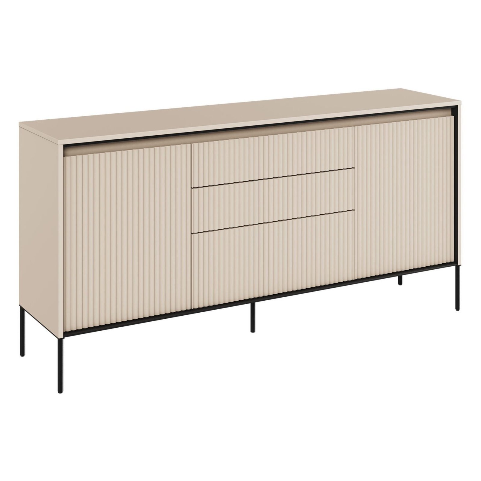 TREND 01 ribbed chest of drawers, beige / black legs