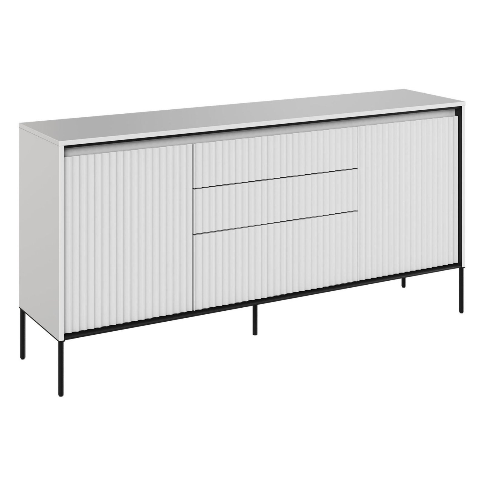 TREND 01 chest of drawers with grooves, white/black legs