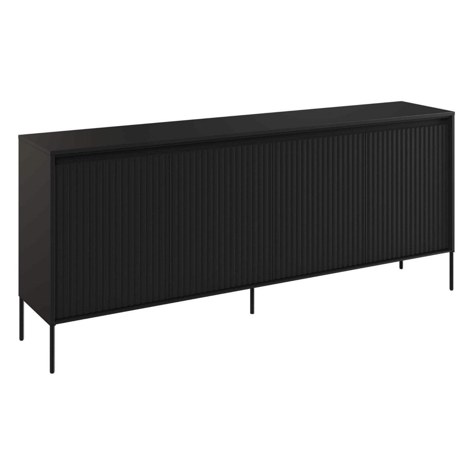 TREND 04 chest of drawers with grooves, black/black legs