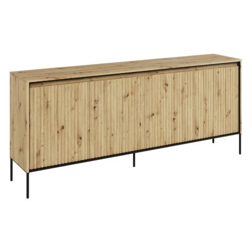 TREND 04 corrugated chest of drawers, oak finish / black legs