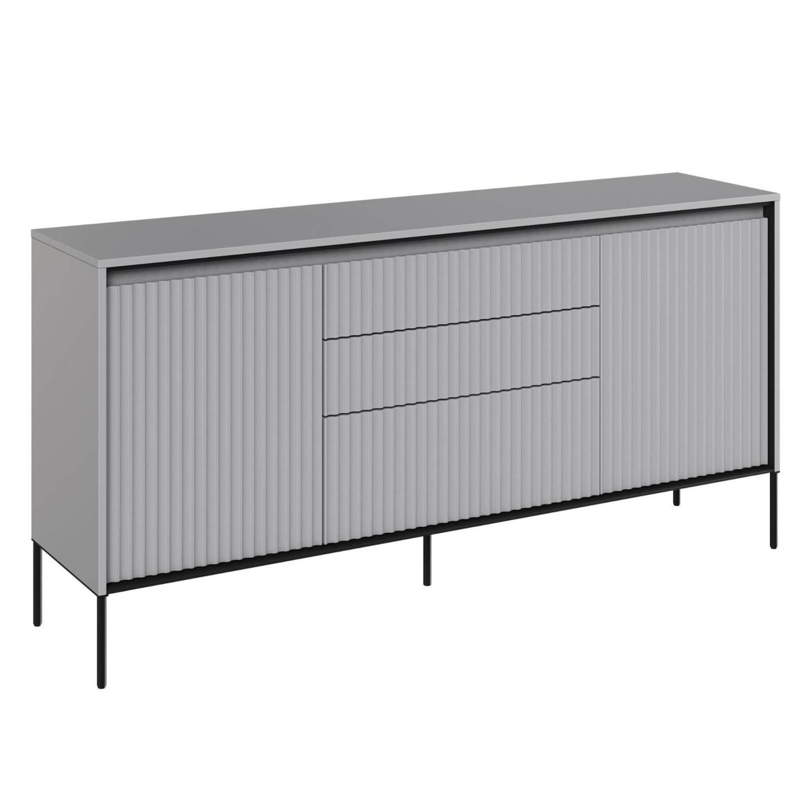TREND 01 chest of drawers with grooves, grey/black legs