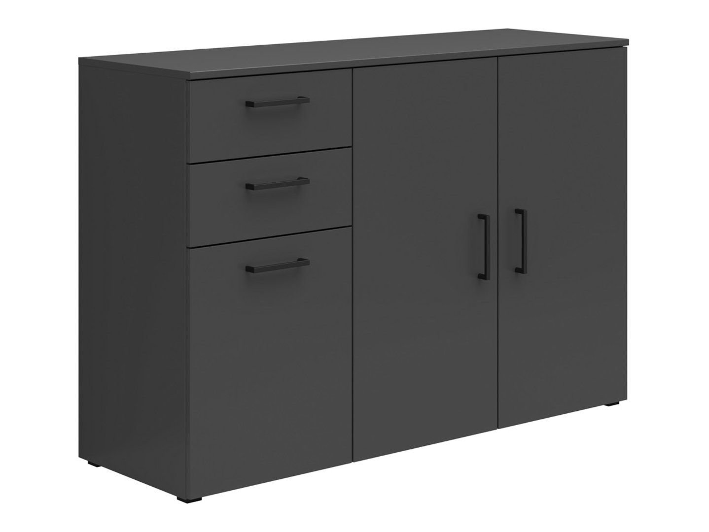Three-door chest of drawers with 2 drawers MultiDo 120 cm graphite color - Image 5