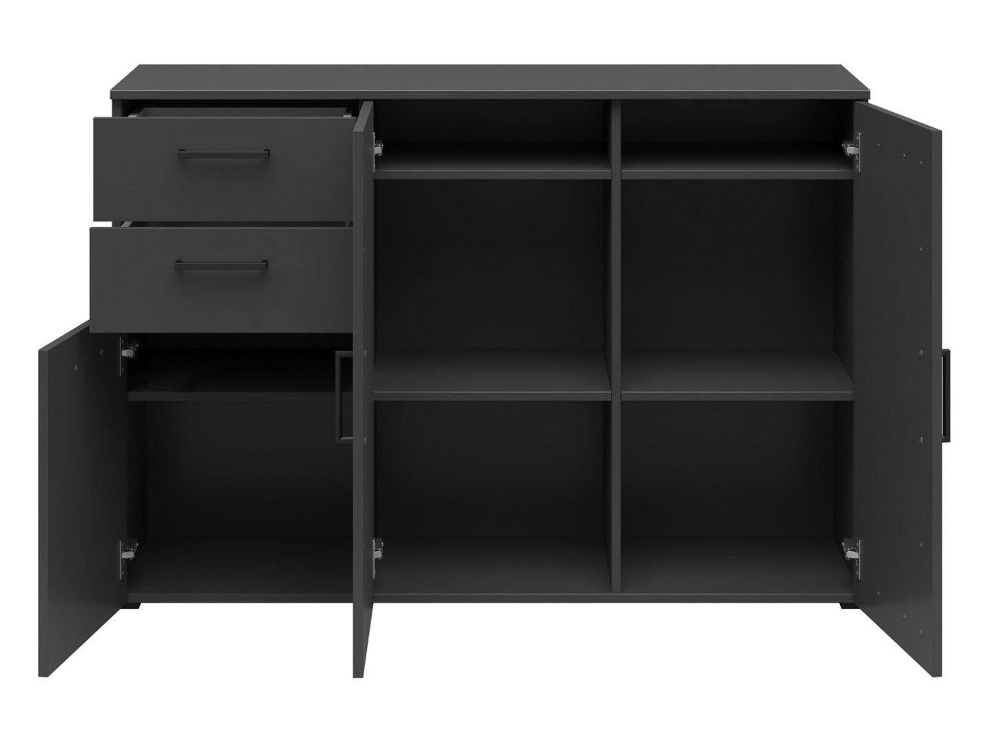 Three-door chest of drawers with 2 drawers MultiDo 120 cm graphite color - Image 6