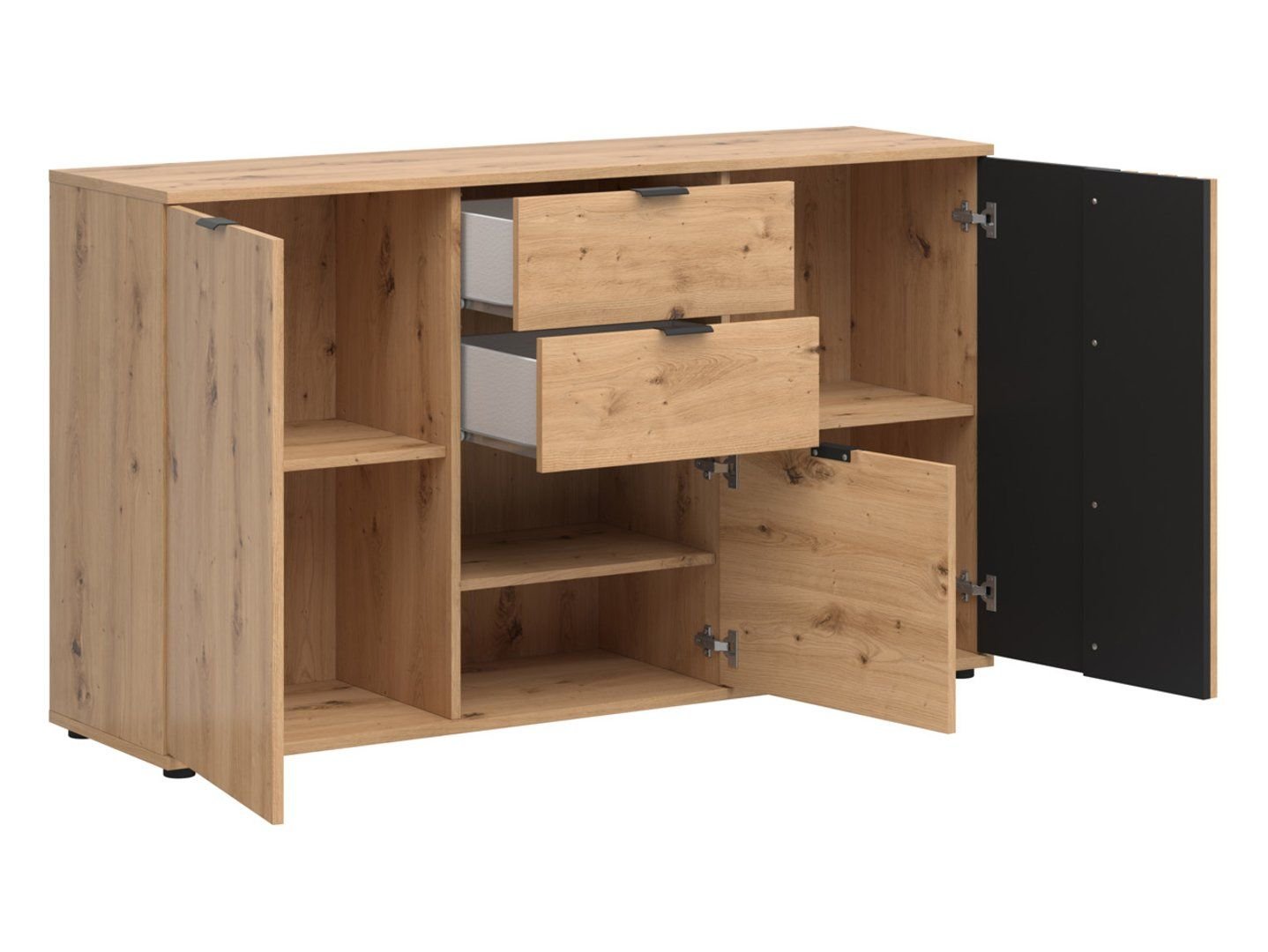 Vabres three-door chest of drawers with 2 drawers, 150 cm, artistic oak slats - Image 2