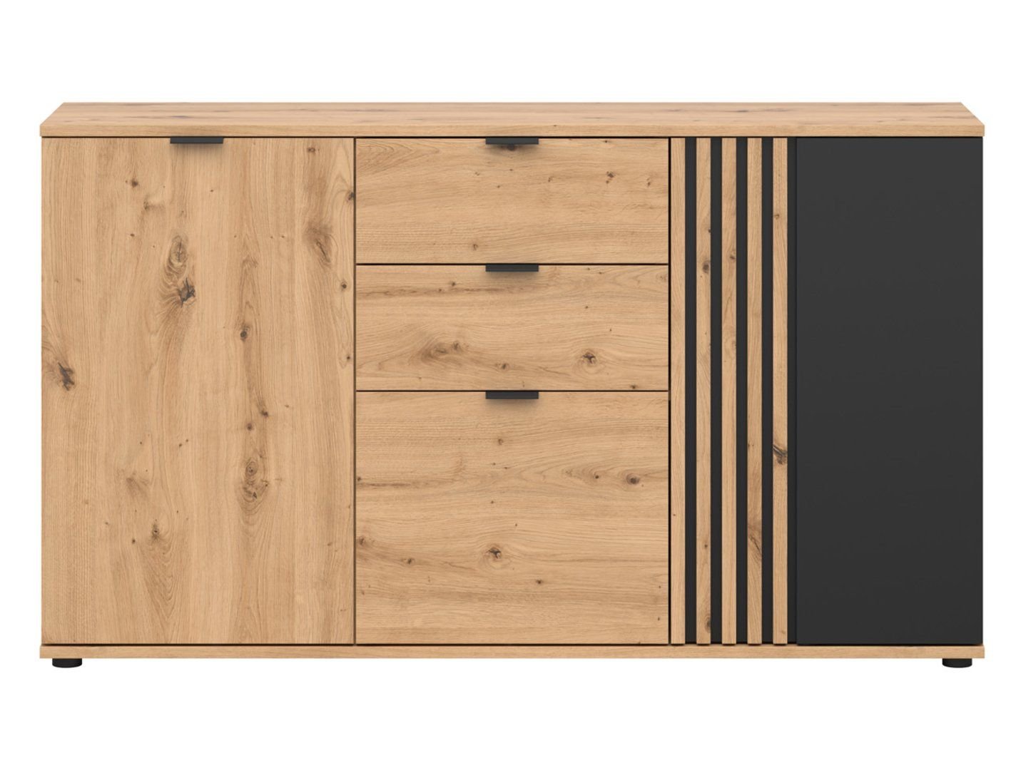 Vabres three-door chest of drawers with 2 drawers, 150 cm, artistic oak slats - Image 3