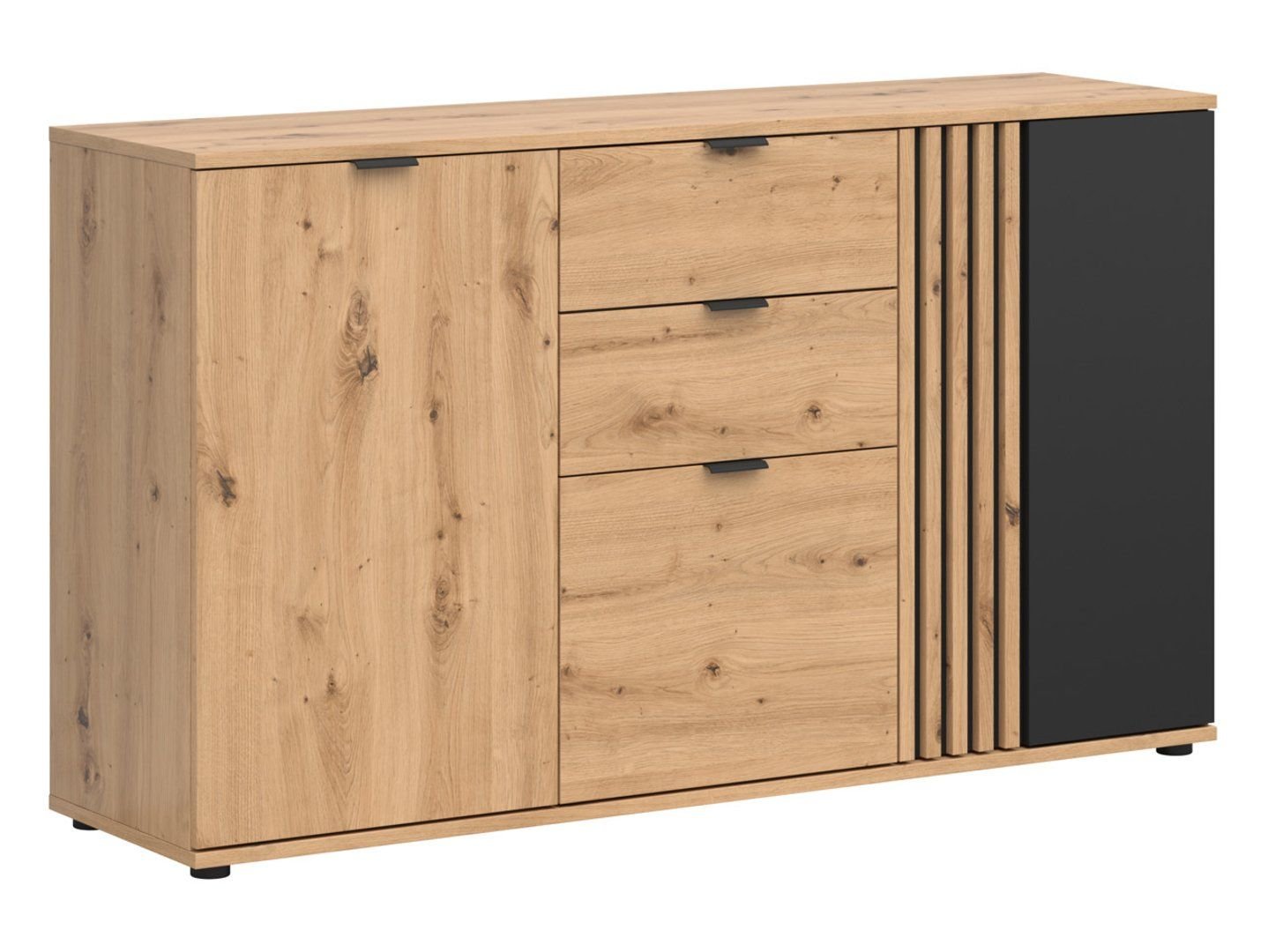 Vabres three-door chest of drawers with 2 drawers, 150 cm, artistic oak slats
