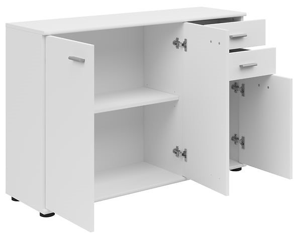 Three-door chest of drawers with two drawers NOEDA 106 cm white - Image 3