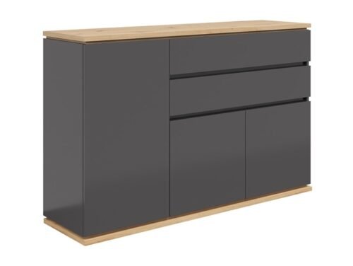 YAMAEL three-door chest of drawers with two drawers, 139 cm, graphite/artistic oak color