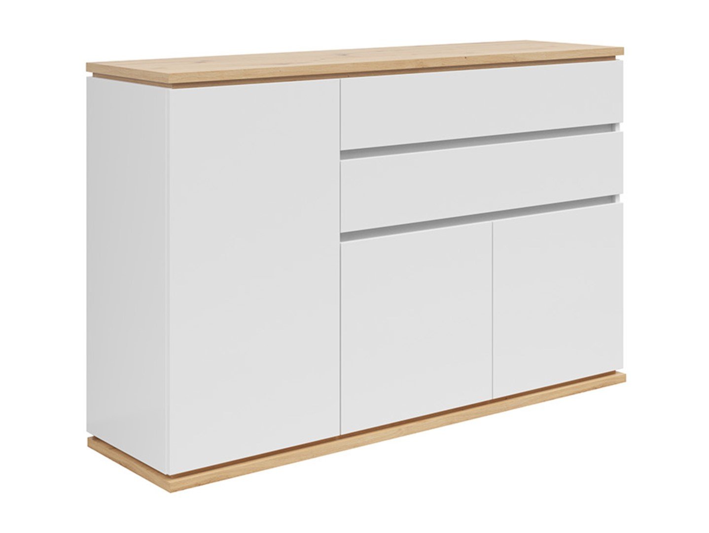 YAMAEL chest of drawers with three doors and two drawers, 139 cm, white/artificial oak