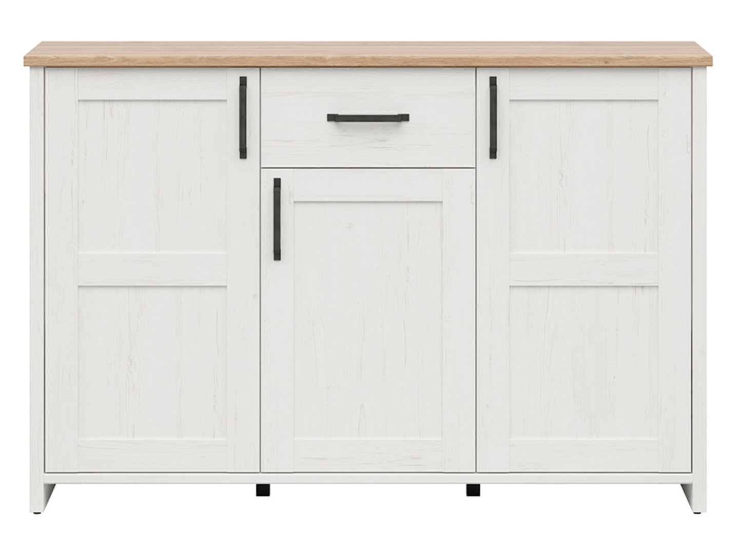 LOKSA three-door chest of drawers, 148 cm, Andersen pine, white - Image 2