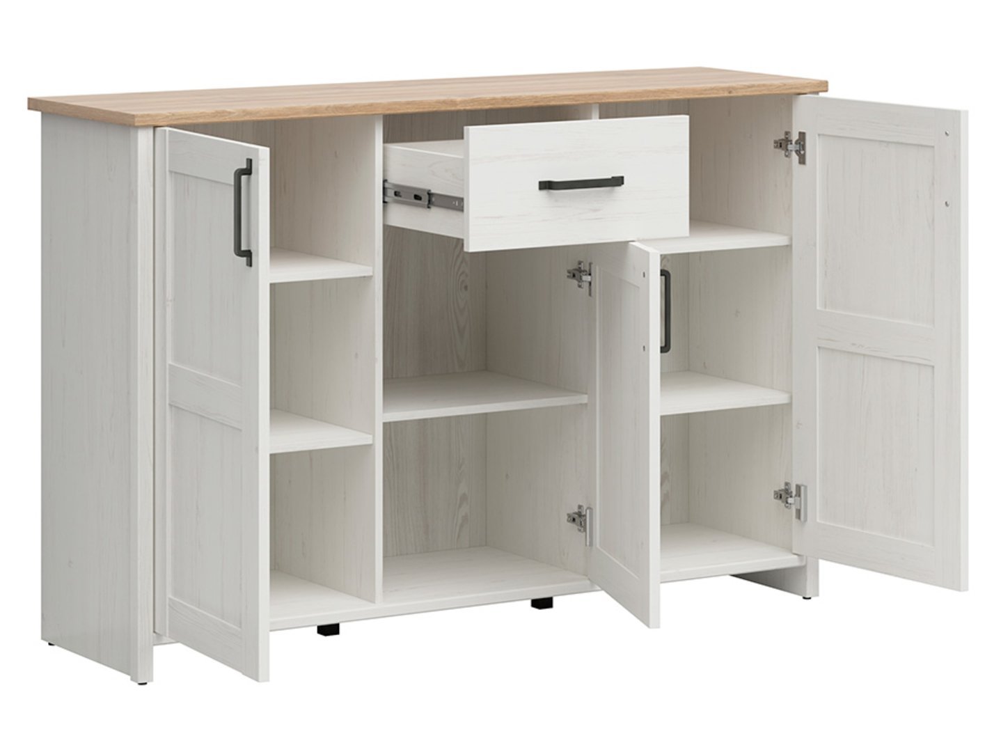 LOKSA three-door chest of drawers, 148 cm, Andersen pine, white - Image 3