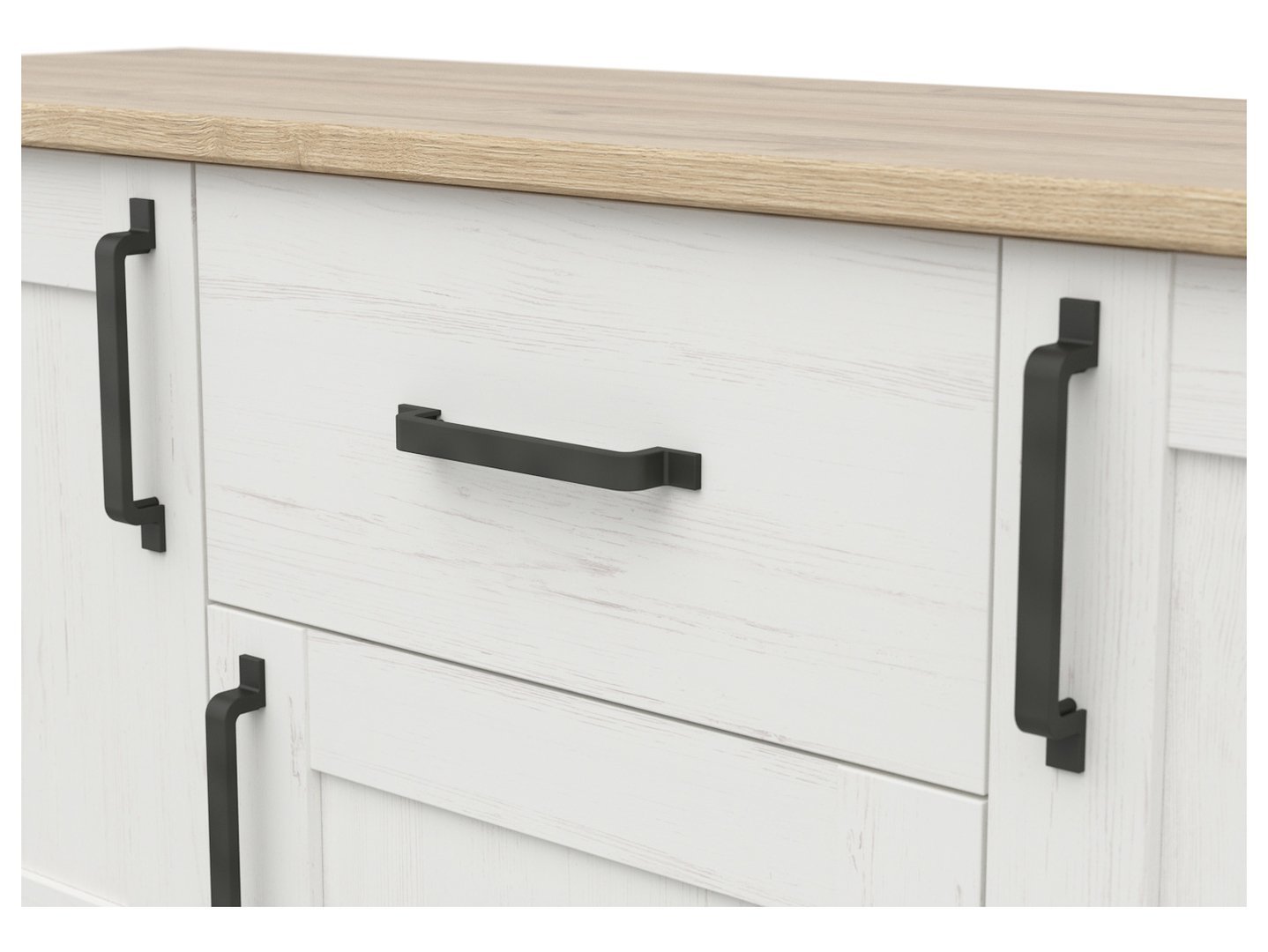 LOKSA three-door chest of drawers, 148 cm, Andersen pine, white - Image 4