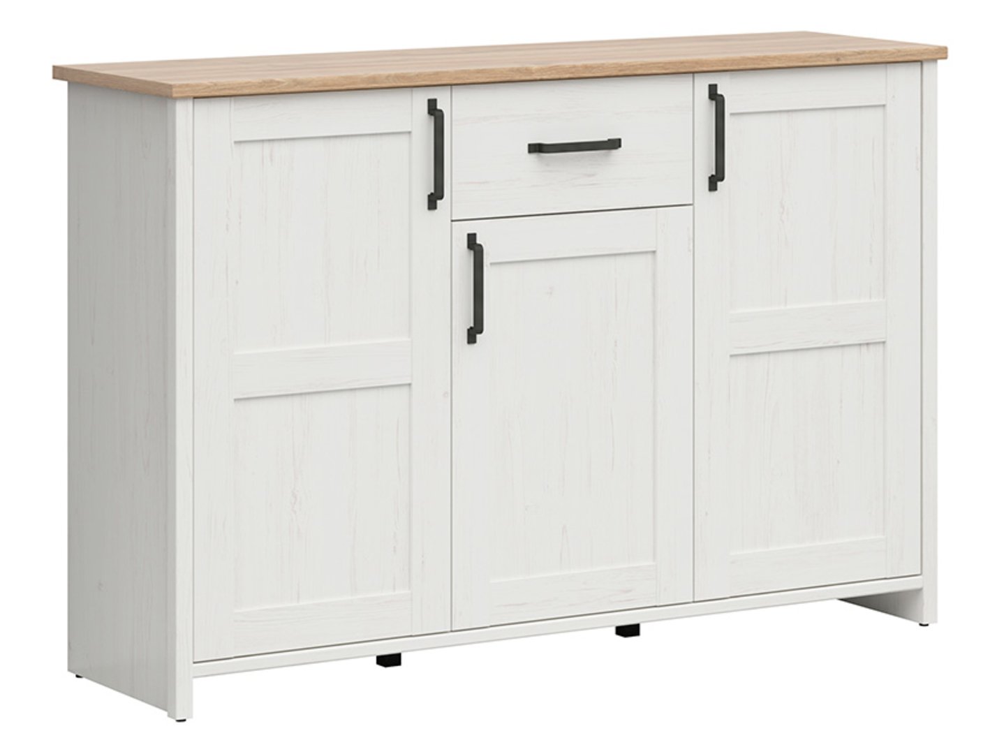LOKSA three-door chest of drawers, 148 cm, Andersen pine, white