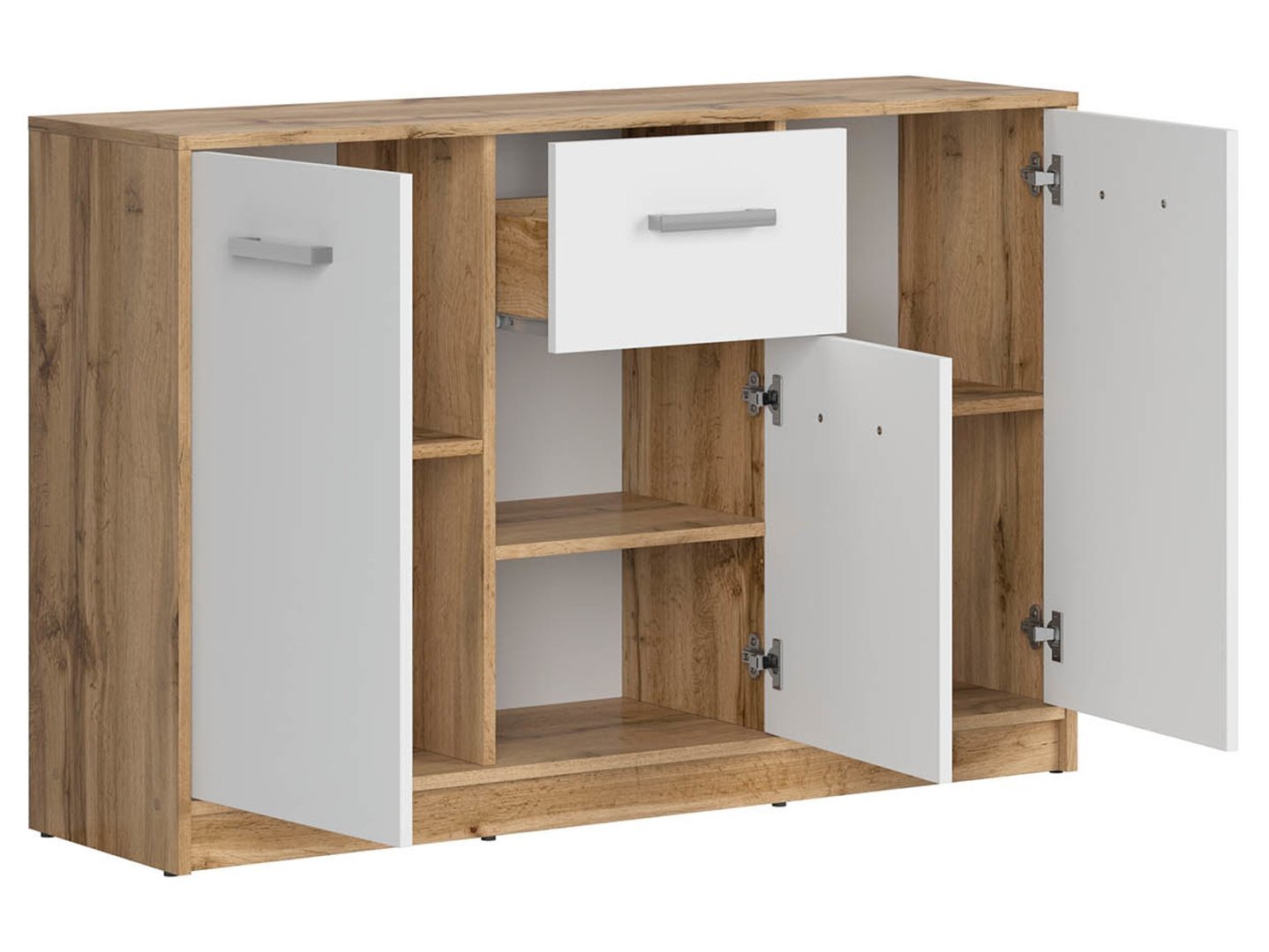 MATOS three-door chest of drawers with drawer, 118.5 cm, Wotan oak/white - Image 3