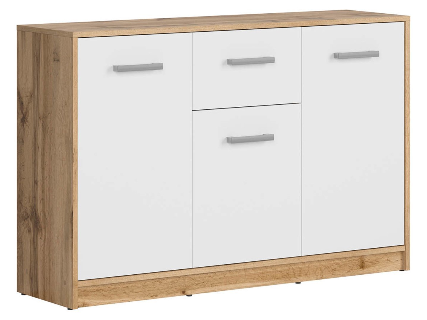MATOS three-door chest of drawers with drawer, 118.5 cm, Wotan oak/white