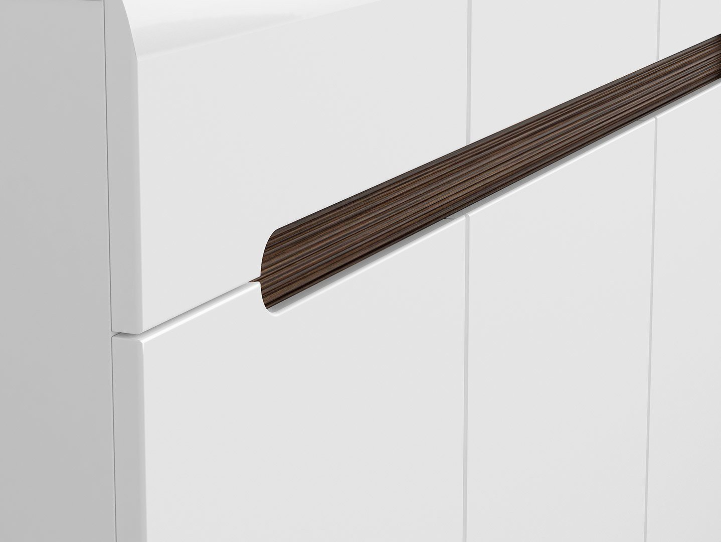Three-door chest of drawers with three drawers AZTECA TRIO 150 cm white/white glossy color - Image 2