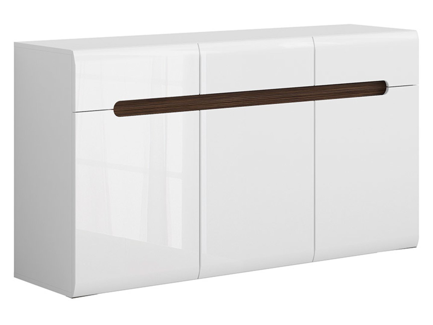 Three-door chest of drawers with three drawers AZTECA TRIO 150 cm white/white glossy color - Image 5