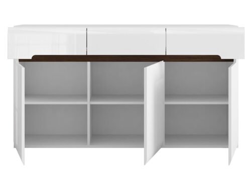 Three-door chest of drawers with three drawers AZTECA TRIO 150 cm white/white glossy color