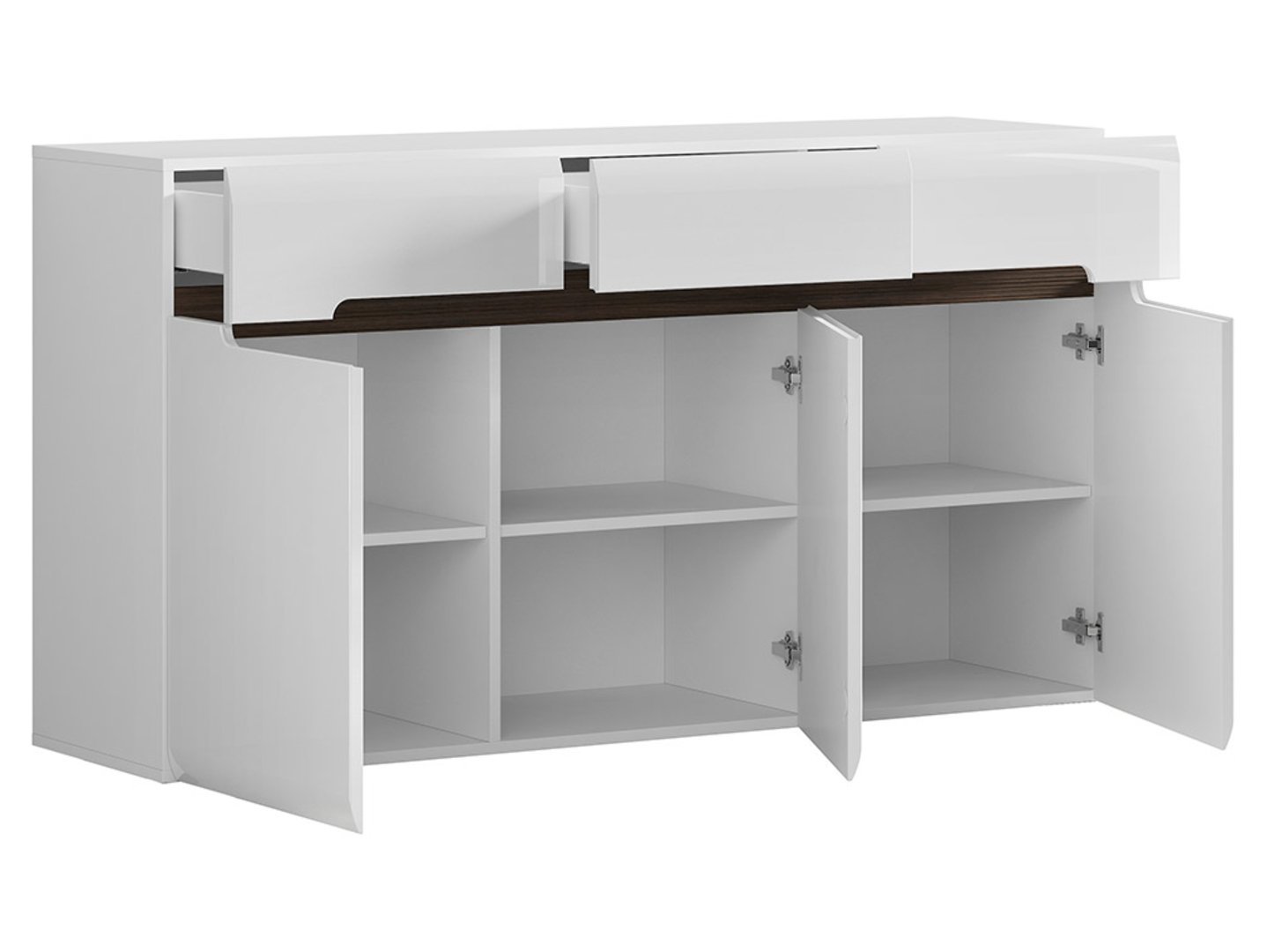 Three-door chest of drawers with three drawers AZTECA TRIO 150 cm white/white glossy color - Image 7