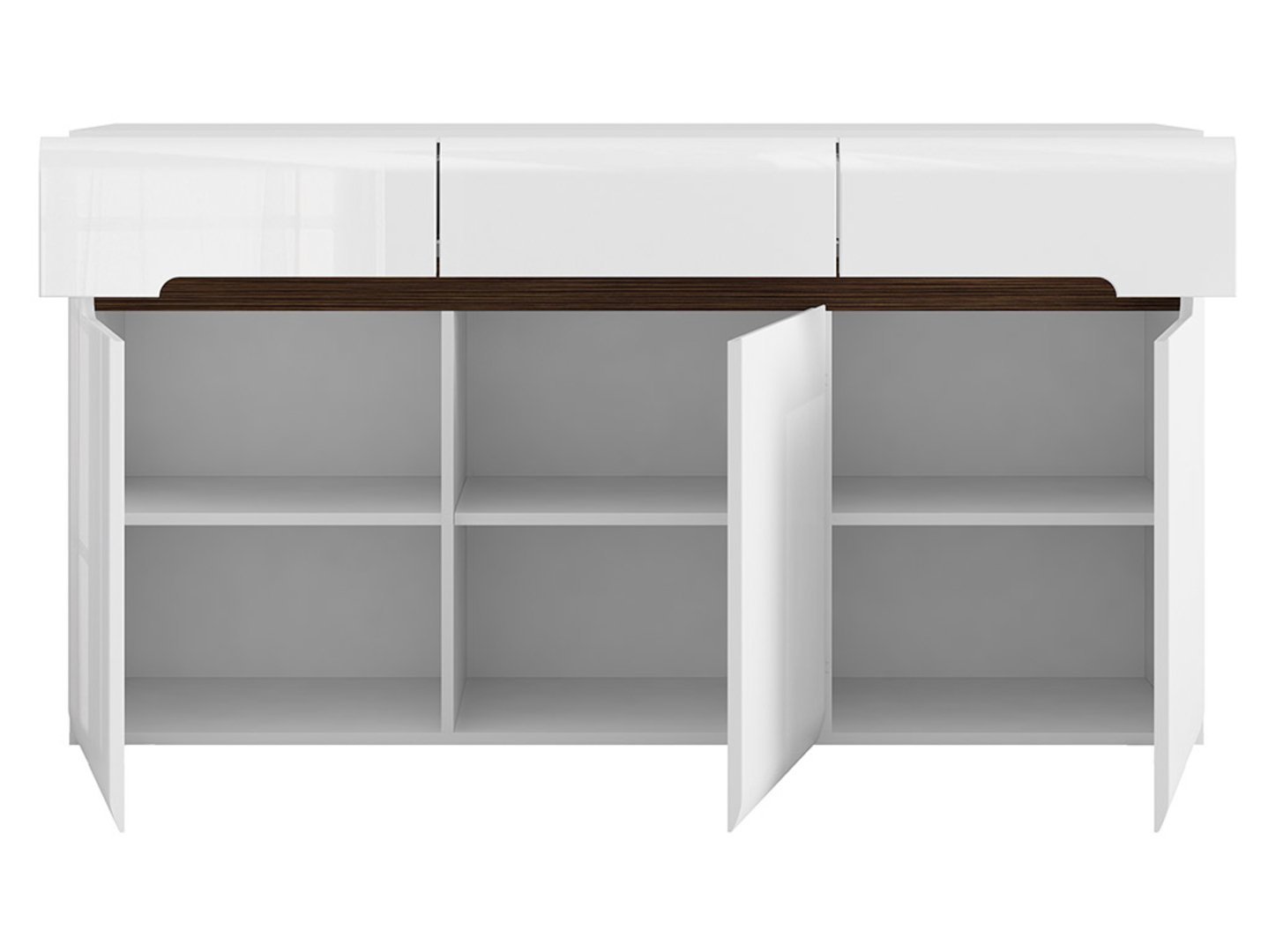 Three-door chest of drawers with three drawers AZTECA TRIO 150 cm white/white glossy color