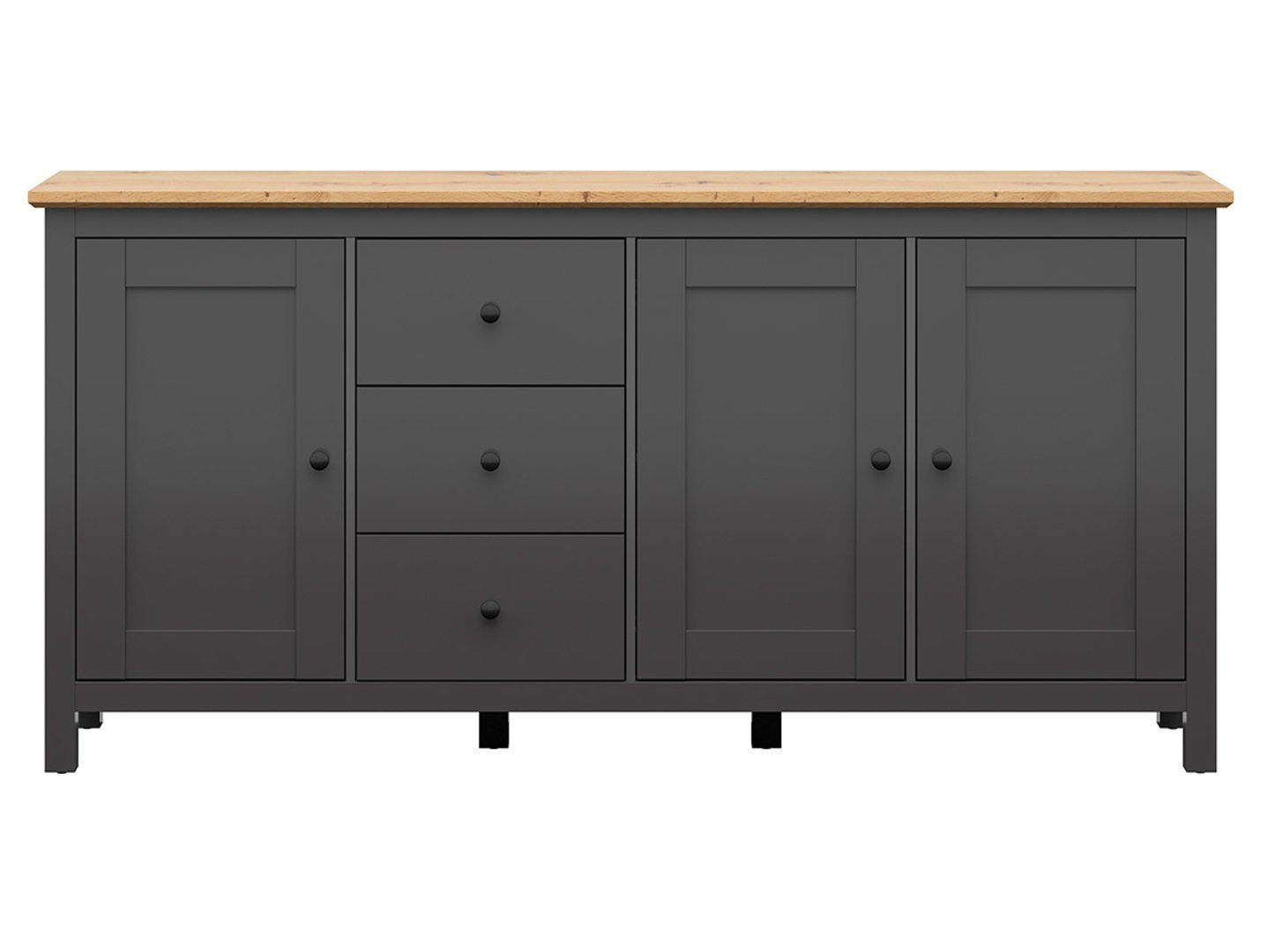 HESEN chest of drawers with three doors and drawers, 199 cm, graphite/artificial oak - Image 2