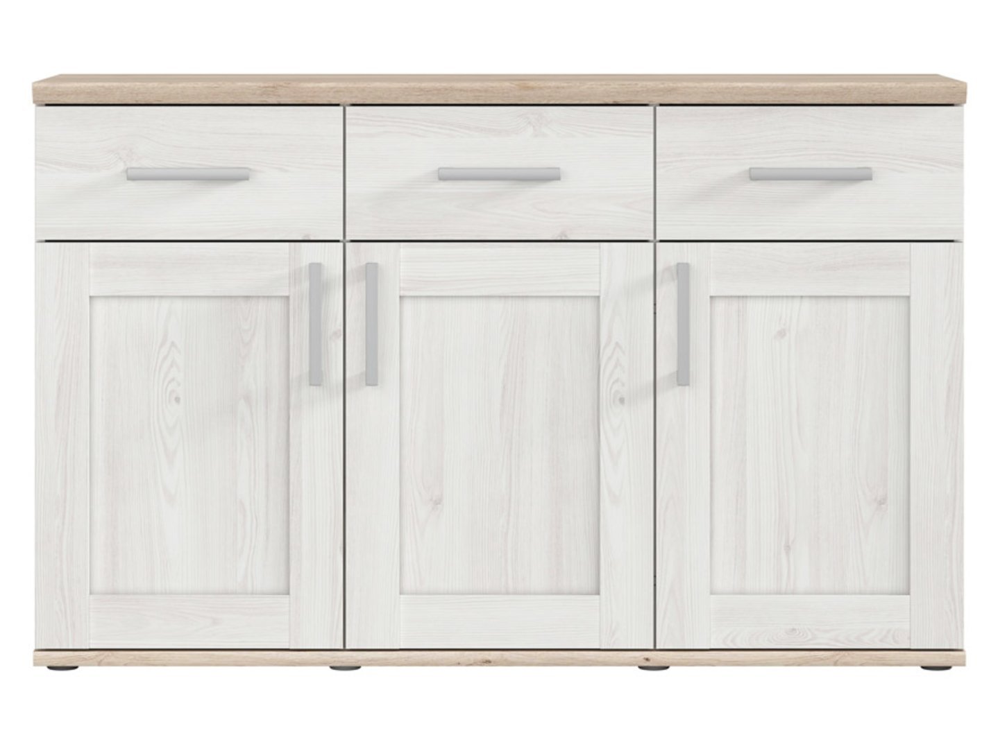 Three-door chest of drawers with three drawers ROMANCE 139.5 cm light Sibiu larch/light San Remo oak - Image 3
