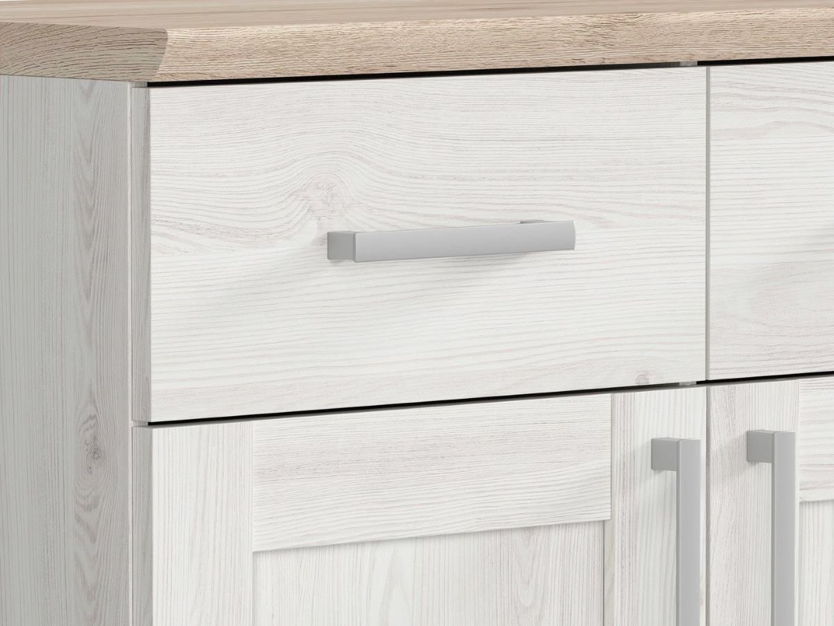 Three-door chest of drawers with three drawers ROMANCE 139.5 cm light Sibiu larch/light San Remo oak - Image 4