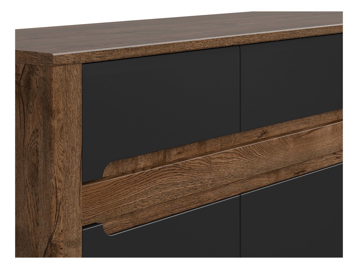 Three-door chest of drawers with three drawers RUSO 149 cm, ash oak/matte black - Image 4