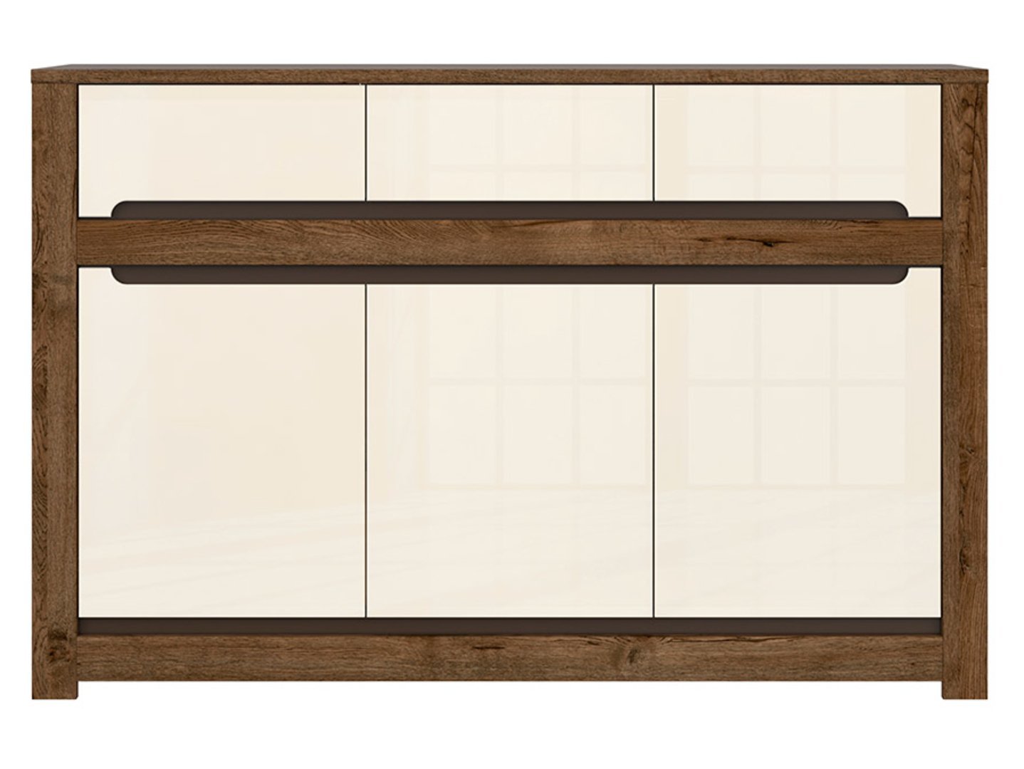 RUSO three-door chest of drawers with three drawers, 149 cm, dove oak color / pearl gloss - Image 2