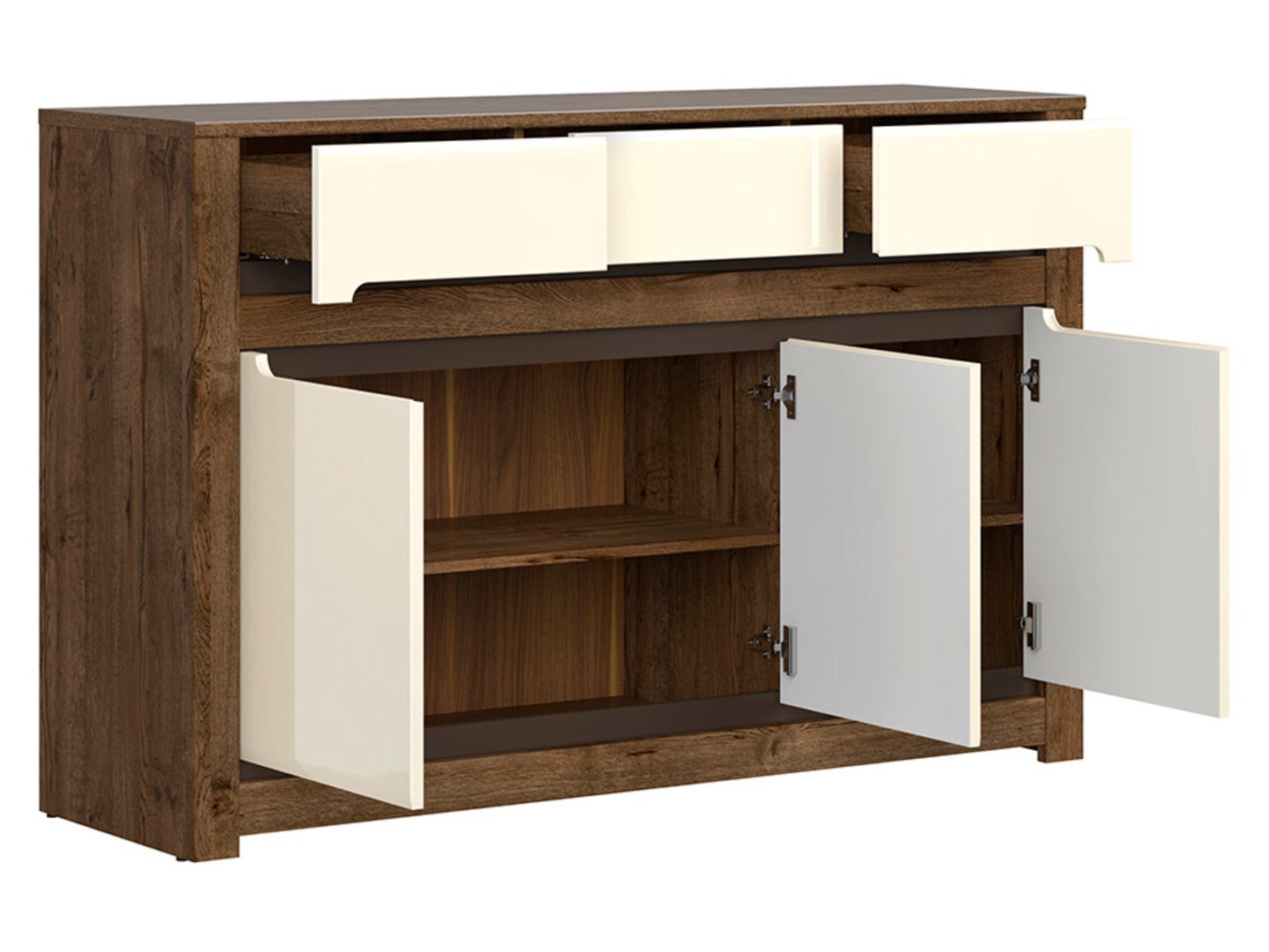 RUSO three-door chest of drawers with three drawers, 149 cm, dove oak color / pearl gloss - Image 3