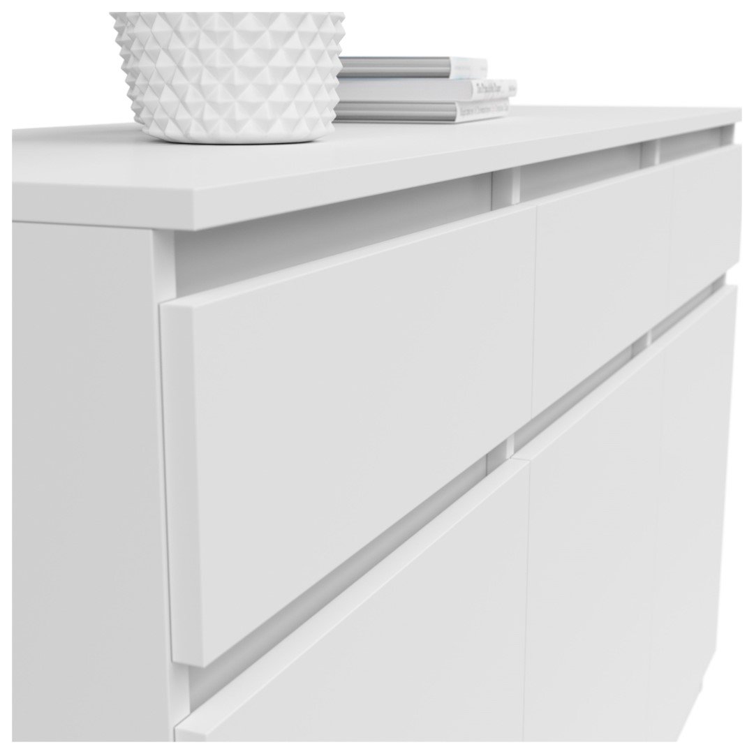 Three-door chest of drawers with three drawers SATURN 135 cm white - Image 2