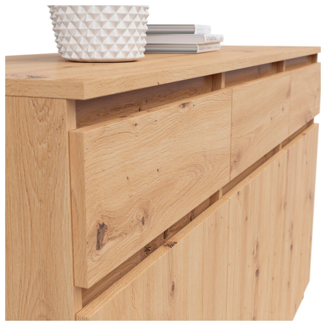 Three-door chest of drawers SATURN 135 cm, oak imitation - Image 4