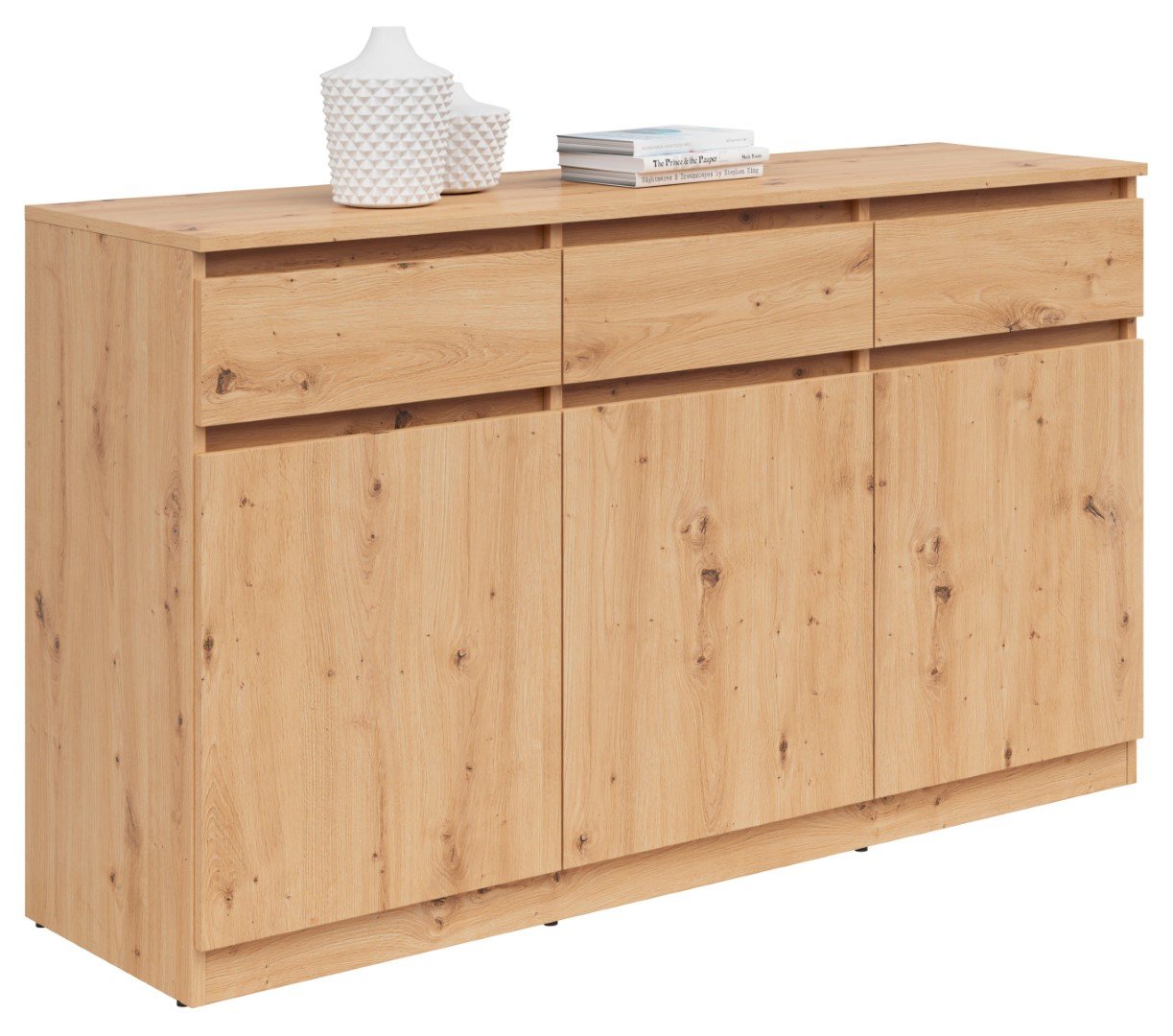 Three-door chest of drawers SATURN 135 cm, oak imitation - Image 5