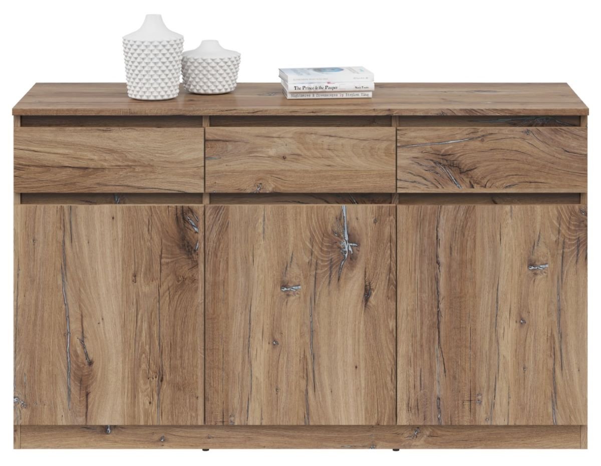 SATURN chest of drawers with three doors, 135 cm, dark oak, flag colors