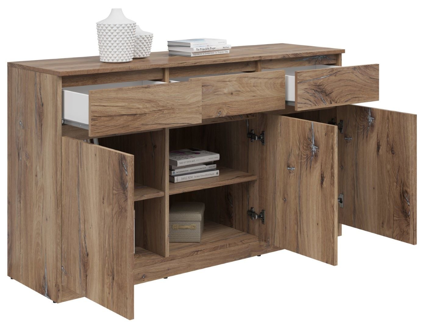 SATURN chest of drawers with three doors, 135 cm, dark oak, flag colors - Image 3