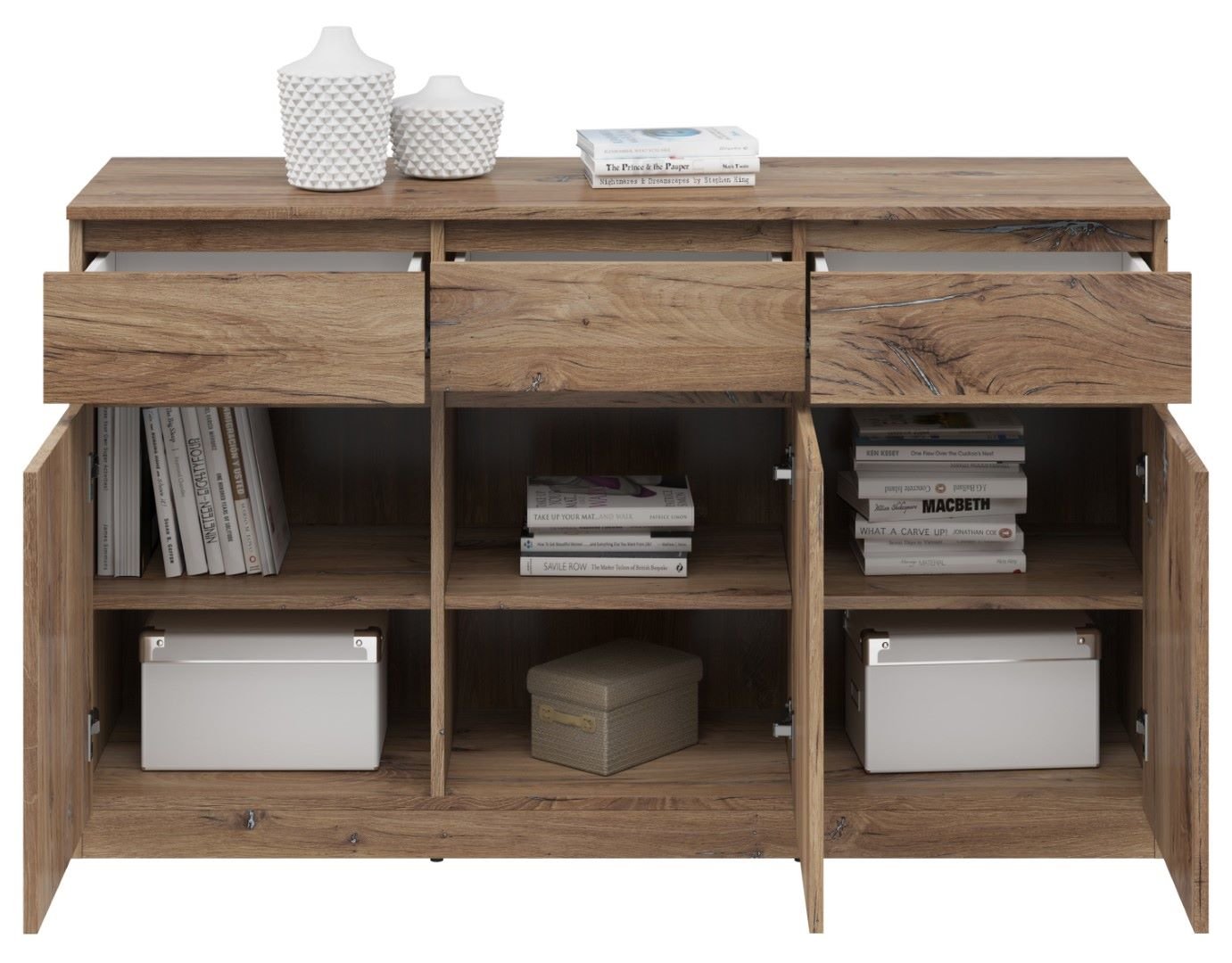 SATURN chest of drawers with three doors, 135 cm, dark oak, flag colors - Image 4